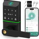 Smart Lock Keyless Entry, 6-in-1 Biometric Deadbolt w/Fingerprint, Keypad, IC Card, APP, Key, Type-C Charging, IP565 Weatherproof, Bluetooth, Doorbell & Auto-Lock for Front Door Home Security