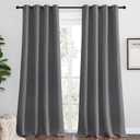 NICETOWN Bedroom Blackout Curtains Panels - Triple Weave Energy Saving Thermal Insulated Solid Grommet Blackout Draperies for Patio (1 Pair, 55 inches by 96 Inch, Grey)
