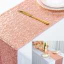 ShinyBeauty Rose Gold Sequin Table Runner 12''x108 Table Runner for Party Rose Gold Wedding Table Runner Glitter Table Runner for Baby Shower Birthday Bridal Shower Table Decor (1pc 12x108-Inch)