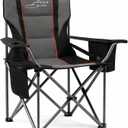 FAIR WIND Padded Camping Chair 500LBS Capacity Heavy Duty Oversized Folding Chair for Heavy People Portable Lawn Chair with Adjustable Lumbar Support, Cooler Bag & Cup Holder for Outdoor, Beach