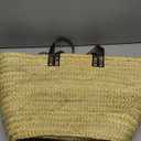 FRENCH MARKET BASKET with double flat leather handles, straw bag, beach bag, basket bag, shopping basket,with handle