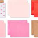 American Greetings Bulk Blank Cards with Envelopes, Pink Heart Stationery (200-Count) (red, pink, white, kraft)