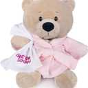 My OLi 9" Teddy Bears Cloth Bear Stuffed Animal Plush Toys Bear Dressed in Bathrobe with Soothing Towel Get Well Soon Sleeping Soft Toy Bedtime Gifts for Baby Kids Girls BoysPink