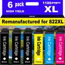 for 822XL Remanufactured for Epson 822 Ink Cartridges Pro WF-3820 WF-3823 WF-4820 WF-4830 WF-4833 WF-4834 Printer 6 Pack