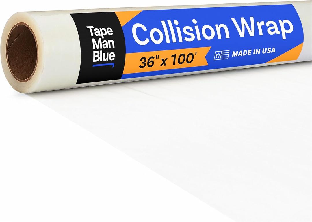 Crash Wrap, 36 inch x 100 feet, Clear Collision Wrap for Damaged Vehicles & Car Windows, Removes Cleanly, Made in America