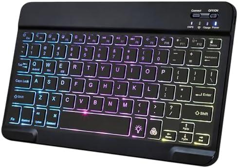 KUNSI Backlit Bluetooth Keyboard for iPad, Rechargeable Slim Portable Wireless Keyboard for iPad Tablets, Compatible for All iOS/Windows/Android System Devices-Black