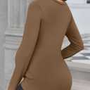 Yousify Womens Maternity Tops V Neck Long Sleeve Fitted Tunic Shirts Casual Basic Tees Mama Pregnancy Clothes (Brown)