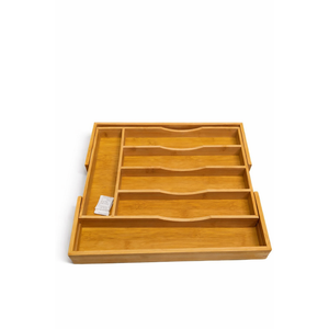 Expandable Bamboo Kitchen Drawer Organizer for Cutlery and Utensils, Adjustable Bamboo Wood Cutlery Tray in Drawer for Flatware and Silverware in Kitchen, (Natural), 6 Slots