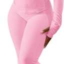 Ophestin Women 2 Piece Outfits Fall Long Sleeve Zip Up Jacket Flare Legging Workout Sets with Pockets Tracksuit Active (Small, Typeh-pink)