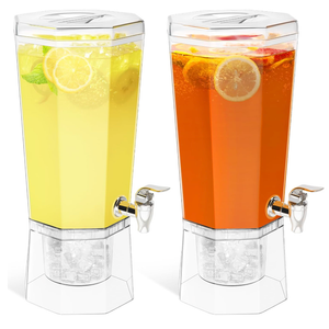 Lifewit 1 Gallon Drink Dispenser for Parties 2 Pcs, 4L Plastic Beverage Container with Stand for Juice/Tea/Soda & Lemonade, Clear Water Pitcher with Spigot for Mimosa Bar Hosting 39 x 16 cm/15x6"