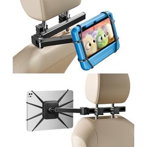 FANGOR Tablet Holder for Car - [3 in 1 Adjustable Extension Arm] Upgraded iPad Holder for car Backseat with Holding Net, Road Trip Essentials for Kids, for 7-10" iPad Pro, Air, Mini, Galaxy, Fire HD