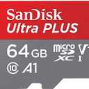 Sandisk Ultra Plus 64GB MicroSDXC UHS-I Card with Adapter 130MB/s Class 10 U1 A1