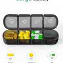 PULIV Weekly Pill Organizer 4 Times a Day with a Business Stylish Bag, Portable Pill Box 7 Day with 28 Compartments for Men, Removable Pill Sorters to Store Vitamin, Medication, Fish Oil, Supplements