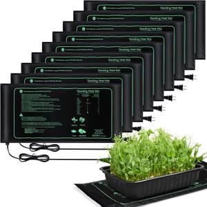ROCEEI 6 Pack Durable Seedling Heat Mat 10 x 20.75 Waterproof Plant Heating Pad Warm Hydroponic Grow Mat for Greenhouse Grow Seed Starting Plant Germination (Black,Green)