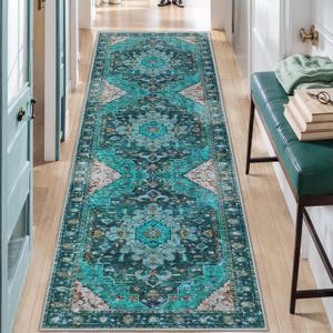 Ciicool Washable Runners for Hallways, 2'6''x8' Long Kitchen Runner Rug, Entryway Indoor Rug, Non Slip Rubber Backing Boho Vintage Floor Decor,Oriental Carpet for Bedside