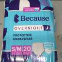 Because Overnight Absorbency Pull Ups - Adult Disposable Incontinence Underwear, Extra Absorbent Nighttime Briefs for Men and Women, White, Small/Medium, 20 Count