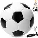 Soccer Ball Size 5 with Pump & Bag - Pack of 1- Official Size & Weight - Classic Black & White - Indoor Outdoor Use - Durable & Long-Lasting - Ideal Gift for Toddler, Kids, Youth & Adults