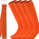 Ultrafun Kids Youth Baseball/Softball Socks and Belt Combo Set for Boys Girls (Medium, Orange)