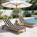 Only choice Chaise Lounge Cushion Outdoor Set of 2, 73" Lx24 W Quilted Patio Chair Cushion with Headrest, Waterproof & Fade-Resistant for Poolside, DeckPool Lounge Chairs (Black/White Striped)