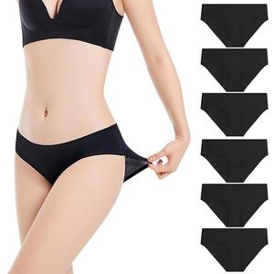 6 Pack Womens Seamless Underwear Ladies Panties No Show Invisible Soft Breathable Stretch Bikini Briefs, Size S