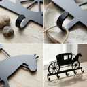 Vintage Carriage Key Holder Wall Mount, 5-Hook Cast Iron Key Rack & Wall Organizer, Decorative Key Hanger for Entryway, Hallway, Home and Office, Black (12.04x8.34inches)