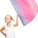 Worship Flags with Scalable Rod for Kids Children, 36" Semicircle Flex Chiffon Flag for Dance Practice Performance, Praise Dance Flags, Church Divine Banner (B14)