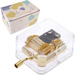 Pursuestar Fur Elise Music Box, Clear Gold Hand Crank Musical Box for Mom/Dad/Daughter/Son - Unique Best Gifts for Birthday Christmas Wedding Mother's Day