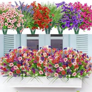 Der Rose 24 Bundles Artificial Flowers for Outdoors Fake Spring Flowers Plants UV Resistant for Home Garden Porch Window Wedding Decor