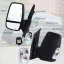 Left Driver Side Mirror Compatible With 2015-2026 Ford Transit 150 250 350 350HD With Power Glass Manual Folding Heated Turn Signal Matte Black (Short Arm) Replace#CK4Z-17683-CA(6Pins)