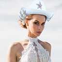 White Cowgirl Hat with Heart Sunglasses - Cowboy Hat with Glitter Star Fits Women for Bachelorette Themed Party