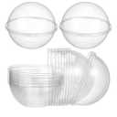 Cabilock Clear Plastic Fillable Ornaments 350ml Cupcake Box 10pcs Mousse Cake Muffin Carrier Acrylic DIY Mother's Day Party Christmas Tree Decorations Dessert Packaging Holder Bakery Food Container