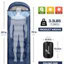 Sportneer Sleeping Bag for Adults & Kids, Cold Weather & Warm Waterproof Camping Sleeping Bag, Compact Portable for Camping Hiking & Travel, 3.3lbs, 50-80