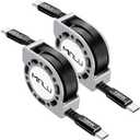 Retractable USB C to USB C Cable(4 Ft, 2Pack),100W USBC 5A Fast Charging Cord, USB Type C Charger Cable for iPhone 17 16 15 Pro Plus Pro Max, Samsung S25/S24/S23+, MacBook, iPad, Kindle, Ps5 and More