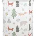 FXOLCSHE Animal Baby Laundry Basket,Woodland Animals Baby laundry hamper,Toy basket for boys,Nursery Hamper Gift Baskets for Bedroom,Toy Bin,Gift Basket.Baby room decor(Animal)