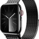 LULULOOK Milanese Mesh Loop Compatible with Apple Watch Band, for Men Women, Stainless Steel Magnetic Buckle Strap for iWatch, Size: 42(Series 11/10)/41/40/38mm(Black)