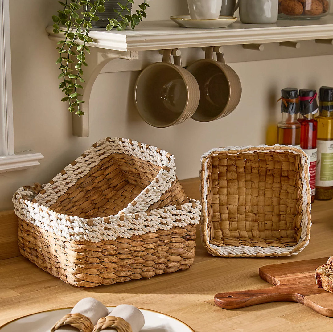 Set of 3 Water Hyacinth Home Decor Indoor Storage Baskets 
