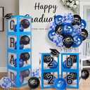 2026 Graduation Decorations 4 Grad Balloon Boxes with Letters 2026 Grad & So Proud of You and 18pcs Balloons Graduation Party Decorations (Blue)