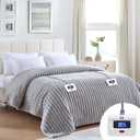 Sealy Electric Blanket Queen 84"*90",Super Cozy Faux Fur to Sherpa Reversible Heated Blanket Queen Size with 10 Heating Levels & 112 Hours Auto Off Overheating Protection Machine Washable,Charcoal