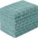 Microfiber Dish Towels - Soft, Super Absorbent and Lint Free Kitchen Towels - 8 Pack (Lattice Designed Lake Blue Colors) - 26 x 18 Inch