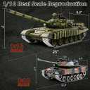 1/16 RC Tank, Heng Long Soviet Union T-72 model Army Toy with Smoke, Sound, Light, 2.4G Remote Control Tank That Shoot with Upgraded Metal Track, Idler and Sprocket Wheel, Steel Gearbox, Two Batteries, 1/16 Scale