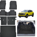 Floor Mats & Trunk Mat & Backrest Mat for 2025 2026 Nissan Kicks TPE All Weather Protection 2 Rows Car Floor Liners & Cargo Liners (Fit Upper Layer) with Velcro Rear Seats Backrest