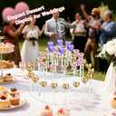 3 Tier Acrylic Lollipop Stand with Handle, 36-Hole Clear Cake Pop Holder with 100 Sticks, 100 Wrappers, 100 Gold Twist Ties, Candy Dessert Display Rack for Weddings, Birthday Parties, Baby Showers