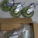 3" Office Chair Wheels Replacement, Roller Blade Wheels - Set of 5, 880LBS Heavy Duty, Noiseless & Rolling Casters (Hardwood/Carpet/Tile), Universal Fit Most Desk & Gaming Chairs, Transparent (Silver green)