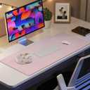 Desk Pad Mat - Leather Desk Pad Protector for Office and Home - Desk Organization and Accessories - Ideal for Large Mouse Pad and Desk Mats on Top of Desks(Pink,35.4" x 17")