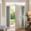 PONY DANCE Sega Green Blackout Curtain for French Door - Thermal Insulated Window Shade with Tieback, Privacy Panel for Sidelight or Front Door, W25 x L66 Inches, 1 Panel