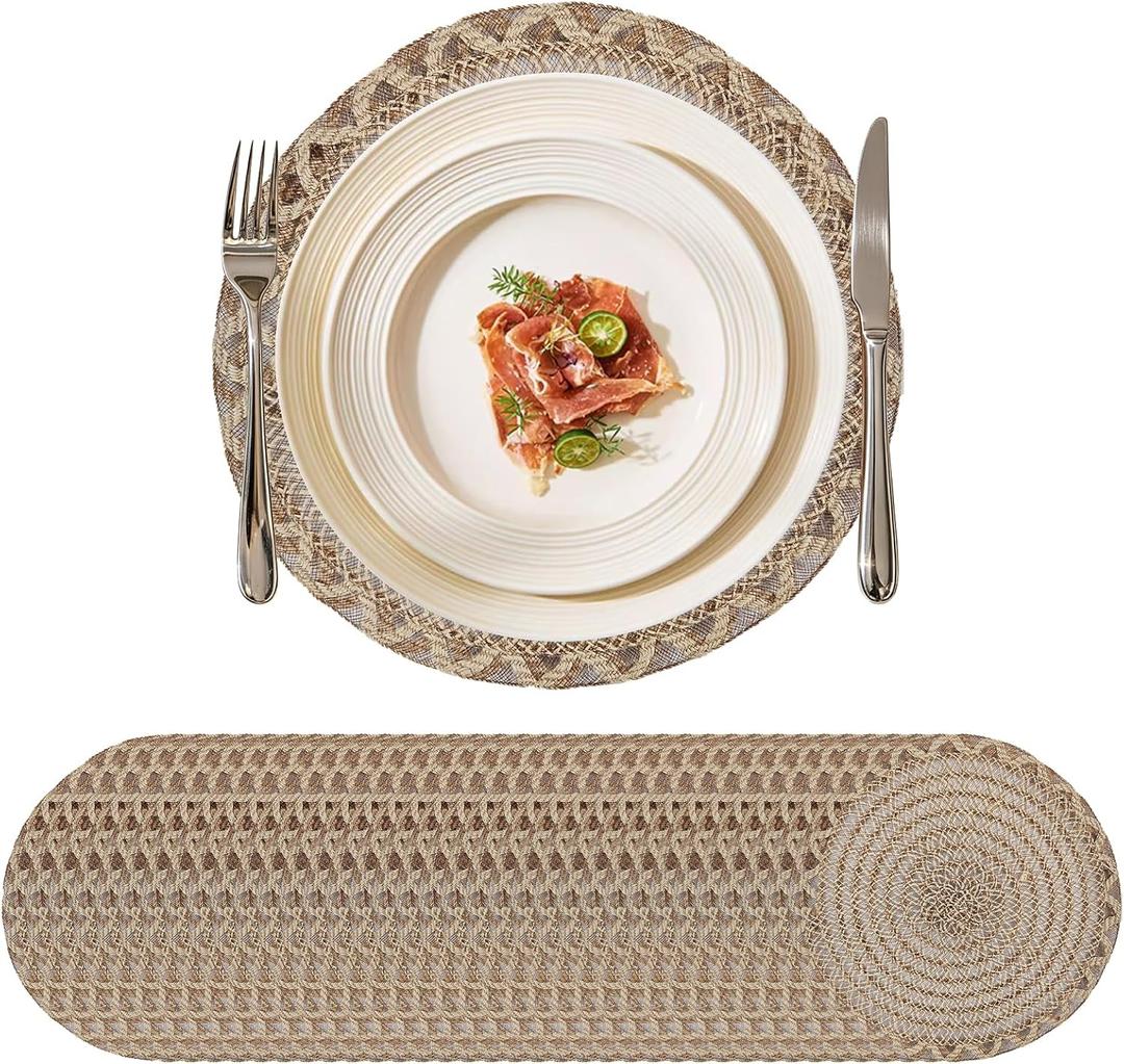 36 Pack 15 Inch Round Braided Jute Placemats, Woven Table Mats