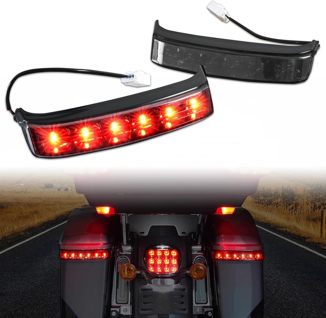 LED Saddlebag Lights for Harley Touring, Smoked Saddlebag Run Brake Turn Signal Tail Lights for Harley Street Electra Road Glide Road King Ultra Limited Touring 2014-2023 Accessories (2PCS)