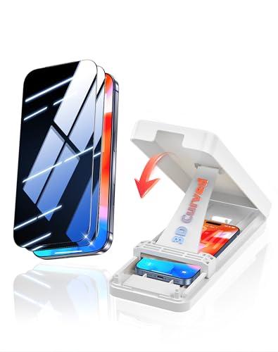 iPhone 17 Pro Privacy Screen Protector, 25° Anti-Spy 3D Curved Tempered Glass, Full Coverage, 12FT Military Drop Protection, 9H Hardness, 3s Bubble-Free, Fingerprint & Case Friendly 2-Pack