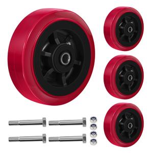 6" x 2" Replacement Caster Wheels, Polyurethane on Polyolefin core Wheel-1/2" Bore, Heavy Duty Wheel Replacement for Industrial Plate Caster4 Pack
