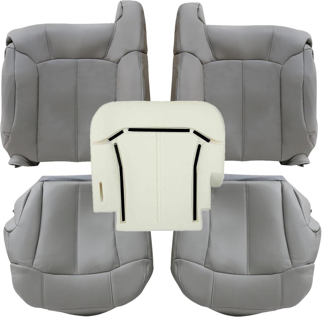 Driver & Passenger Side Bottom & Top Lean Back & Foam Cushion Covers Gray #122 922 Compatible with Chevy Silverado GMC Sierra Chevy Tahoe Suburban 1999 2000 2001 2002